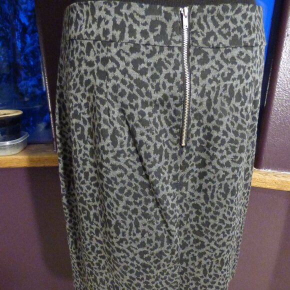 JOHN PAUL RICHARD GOTH PIN UP GRAY BLACK LEOPARD PRINT MINI SKIRT SECRETARY XL - Picture 3 of 5